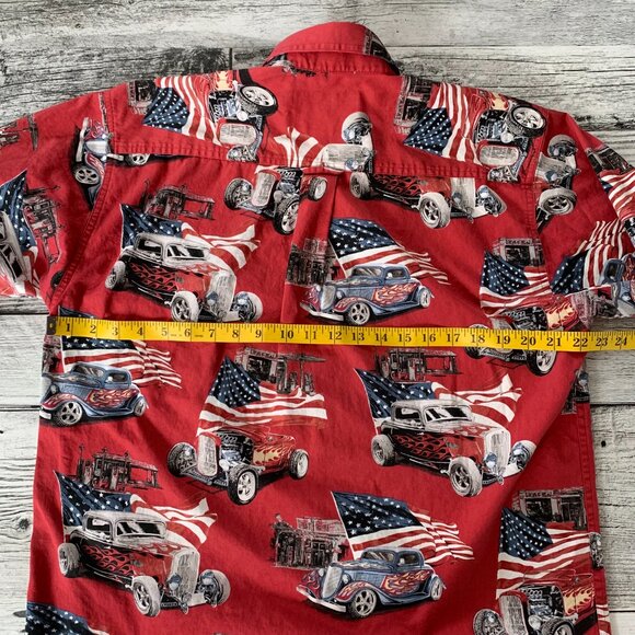 North River Hot Rod USA Stars & Stripes Short Sleeve Button Up Shirt - Picture 9 of 11